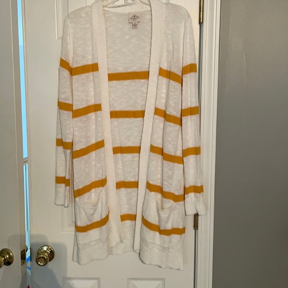 St. John's Bay Sweaters - NWT ST John’s Bay yellow Striped Cardigan.